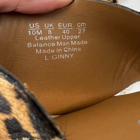 Ss 10- Franco Sarto Ginny Leather Leopard Print Calf Hair Slide Sandal - Picture 9 of 10